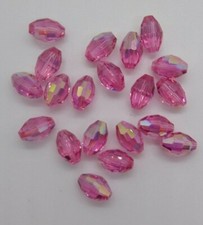 6pc Swarovski Crystal Rose AB 12x8mm Faceted Oval 5200 Beads; Rare Vintage 