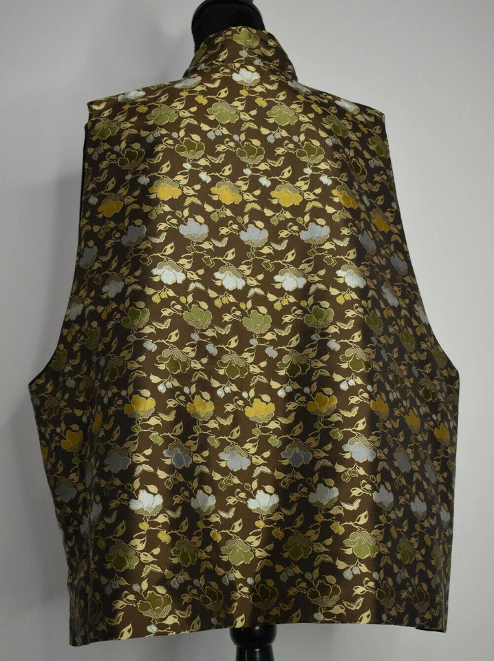 NWT eskandar Sz 1 Vest Floral Top Silk Multicolor Button Front High Neck England - Image 3 of 4