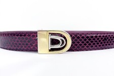 Vintage Leather of the Sea Geniune Snake Skin Bordeaux Leather Belt Men  s Sz 34