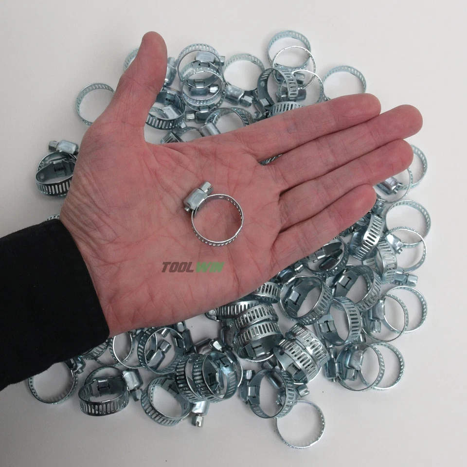 100 pc Hose Clamps 5/16" to 7/8" Radiator Adjustable Band Steel - Image 2 of 4