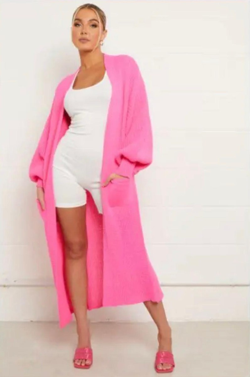 Longline Cardigan Long Pink Shaggy Cardigan Missguided Popcorn