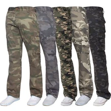 Kruze Mens Cargo Combat Trousers Army Camouflage Camo Military Pants All Waists