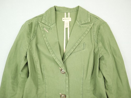 Elevenses Jacket Women 2 Green Solid Button Up Anthro Blazer Pockets Collar - Picture 2 of 8