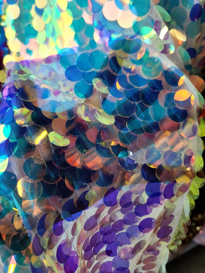 Прозрачная ткань с блестками продается в ярдах вышивка на сетке PAILLETTE РАДУЖНАЯ - Изображение 3 из 4