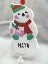 MAYA Ganz Pre-Personalized Ornament 3.5" Ceramic Christmas Snowman Holiday