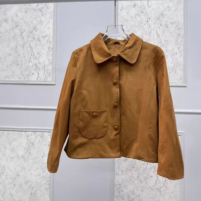 Ba&sh Womens Autumn/winter New Suede Doll Collar Short Coat Jacket