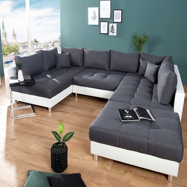Invicta Interior 38060 Xxl Kent Ecksofa Mit Hocker Und Kissen 305 Cm Weiss Anthrazit Gunstig Kaufen Ebay