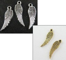 300pcs Tibetan Silver/Gold Color Angel Wing Charms 17x5x1mm 1263