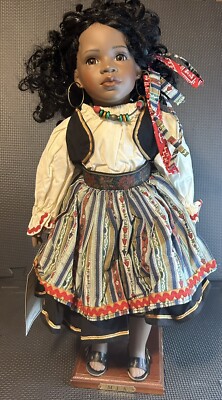 Alberon Collectable Mia Beautiful Dark Complexion Rare Porcelain Doll 19 