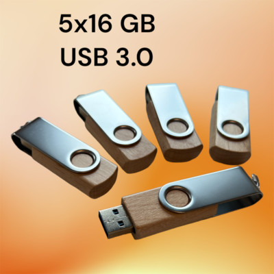 USB Sticks 16GB, USB 3.0, 5 STÜCK BUNDLE, Metall und Holz, Lieferung aus DE, TOP