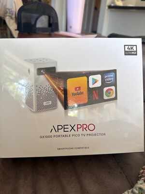 APEX PRO GX1000 Portable Pico TV Image Projector 4k Ultra HD Streaming WiFi NEW