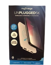 myCharge Unplugged 5k Wireless Charger + Power Bank White 2 USB Ports 5000 Mah