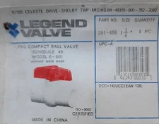 Legend 1 1/4" PVC ball valve 201-406  slip fit      Same day   ship