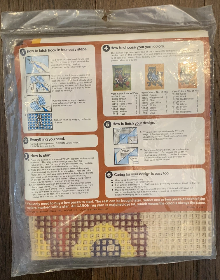 Caron “OWLS” 3020 Latch Hook Pattern—Sealed New - Image 2 of 4