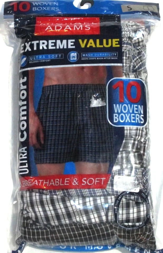 MICHAEL ADAMS Men's boxer shorts-10 pk-NWT-sz SM-28/30-cotton/polyester blend - Image 2 of 4