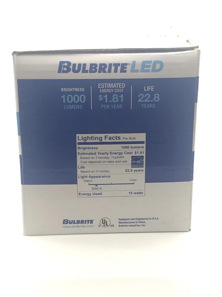 4-Pack BULBRITE LED 15W Dimmable/75 Watt Halogen Flood Lights 3000K/Soft White - Image 2 of 4