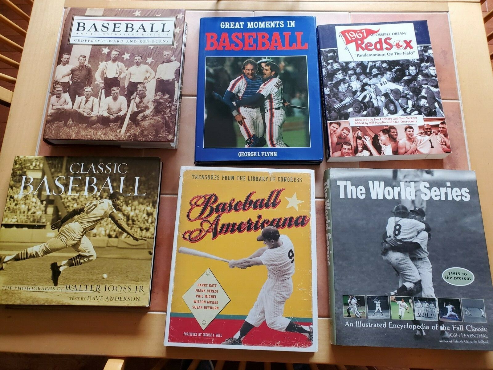 Baseball History Books Lot Of 6 (5 hardcover), Free Shipping, Coffee