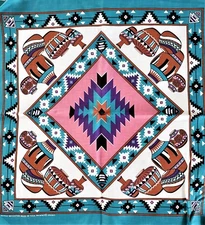 New Vintage made in USA Springs 50% cotton 22x22 pottery scarf Novelty Bandana