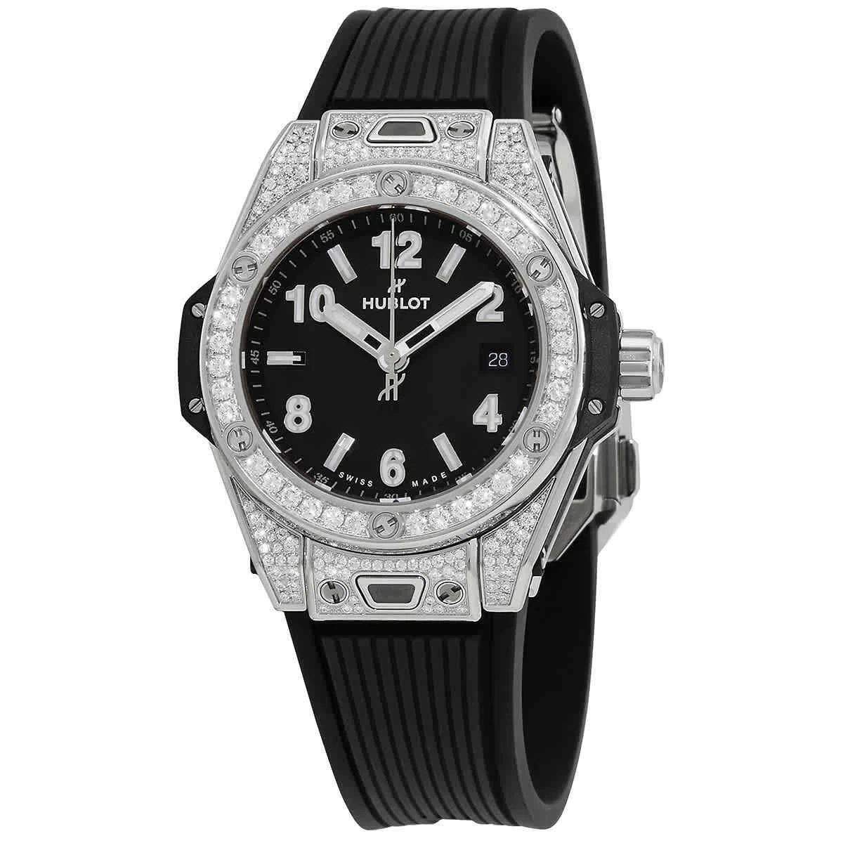 Hublot Big Bang One Click Steel Automatic Diamond Black Dial Ladies Watch