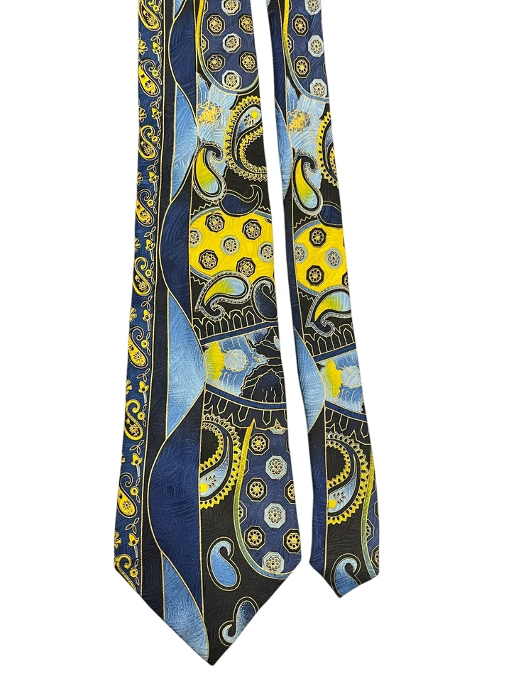 Corbata eléctrica vintage Power Line 100 % seda cuello hombre EE. UU. azul Foto 3 de 4