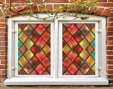 3D Lattice Pattern A764 Window Film Print Sticker Cling Stained Glass UV Sinsin
