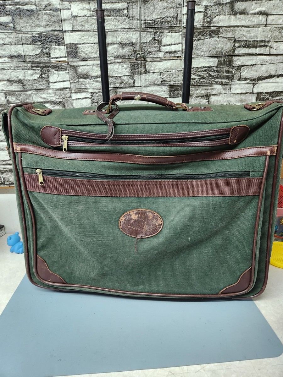 Orvis Battenkill Green Pique Canvas Leather Trim Folding Luggage