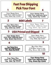 Pick Your Font Personalized Return Address Labels 1/2 in by 1 3/4 in