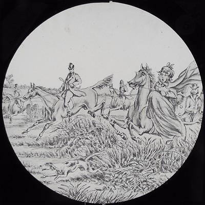 Glas magische Laterne Dia DAME PERKINS NO5 um 1890 Victorian Tale Reiten