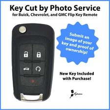 -Key Cut by Photo- Service with New Replacement GM Flip Key Remote OHT01060512