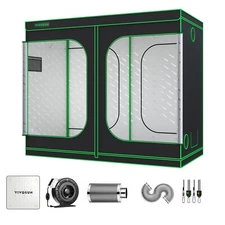 VIVOSUN 96"x48"x80" Mylar Hydroponic Grow Tent VS1000 & 4/6/8in Ventilation fan