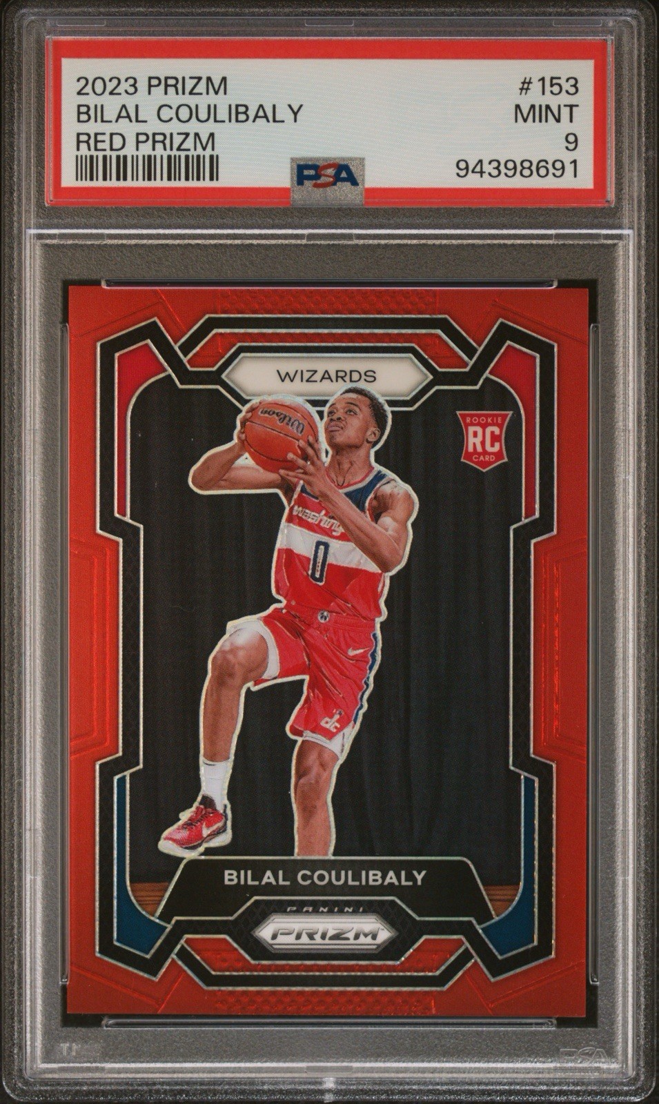 2023-24 Panini Prizm - Bilal Coulibaly #153 Red Prizm Rookie /299 PSA 9