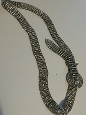 Vintage Style Rhinestone Belt Silver Tone Mesh Design.