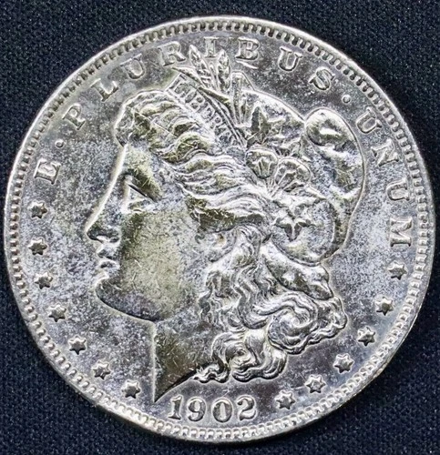 1902 Morgan Silver Dollar $1 Philadelphia AU Details Polished Cleaned Coin