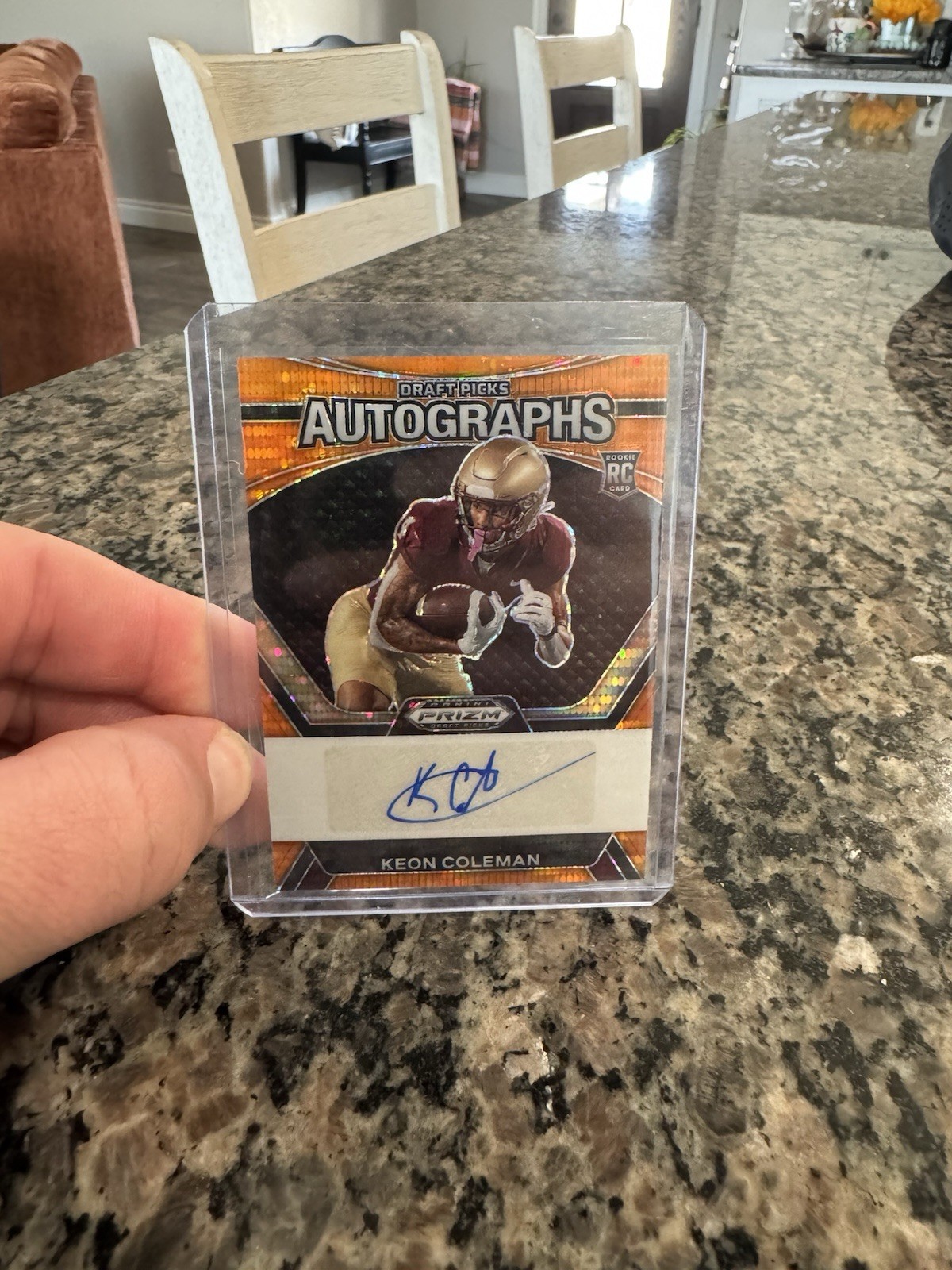 2024 Panini Prizm Draft Picks Autographs Keon Coleman Orange Pulsar Prizm /49