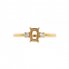 6x4mm Cushion Cut Semi Mount Ring 925 Silver Yellow Gold Three Stone Women Ring