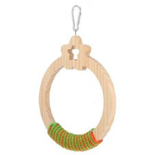 Khaki Wood Bird Swing for Parrots Large Hanging Natural Perch with Rope for Cage