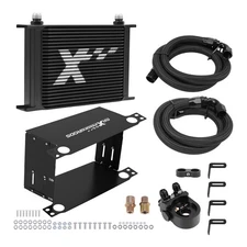 Universal 25 Row Oil Cooler Kit 10AN Thermostatic Adapter Transmission Black