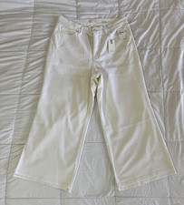 Image of New Good American Good Waist Palazzo Crop High Rise Wide Leg Jeans White 15