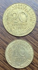 1991 & 1992 France 10 & 20 Centimes Lot of 2 French European World Coins AU
