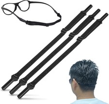 Glasses Strap Sports, 3 Pcs Eyeglasses Straps for 7 x 4.3 x 0.4 inches, Black