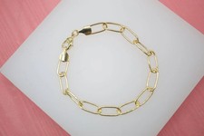18K Gold Filled 6mm Paper Clip Link Bracelet I388