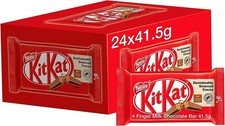 Kit Kat Chocolate Bars | 4 Fingers | 24 Packs of 41.5 g| Kit Kat Milk Buscuit