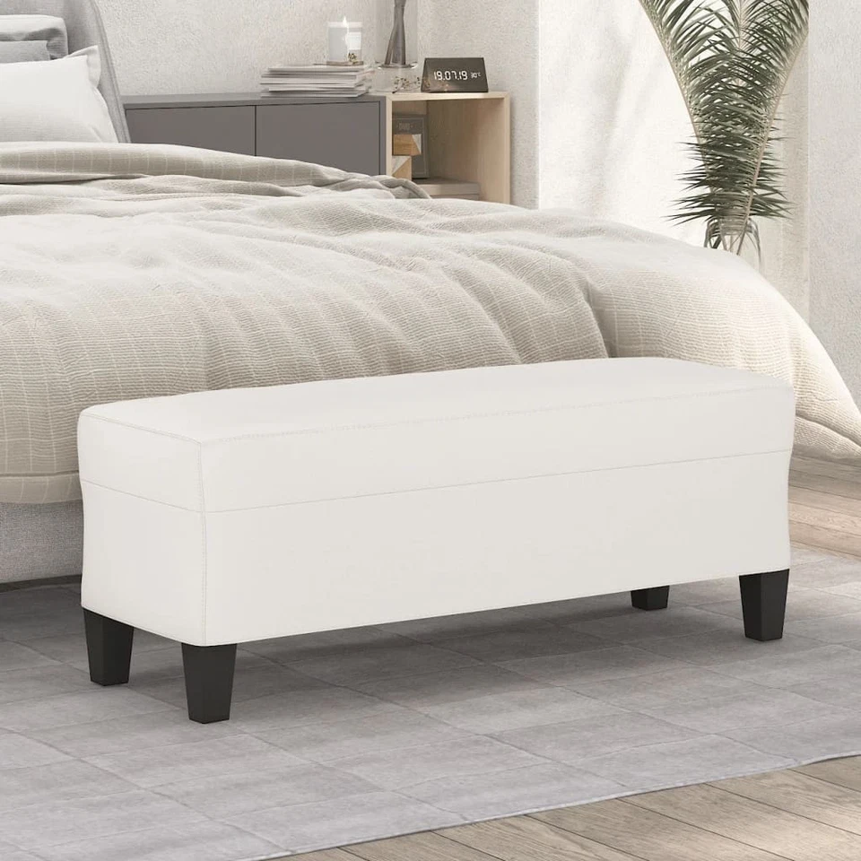 Banc Gris Clair 100x35x41 cm Tissu Microfibre Ottoman Siège Banquette vidaXL - Photo 4/4