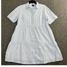 Gap Tiered Shirt Mini Dress Small Blue Stripes Babydoll Cotton Casual Beach