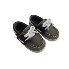 NWT Sperry Kids Taupe and Black Boat Shoes with White Laces Baby size 3 0204