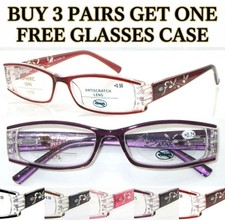 Ladies Reading Glasses +0.5~+3.50 Fancy Diamante Detailed Spring Hinge Arms L441