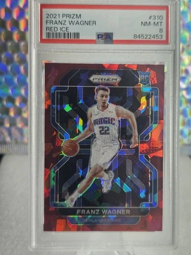 21-22 Prizm Franz Wagner Red Cracked Ice Psa 8