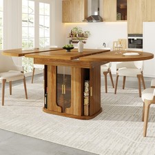 Ausziehbarer Esstisch mit Stauraum 118-158*118 cm Erweiterbar Küchentisch Runder