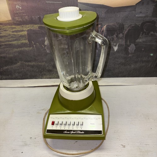 Vintage Sears 7 Speed Blender Model 400.829000 Avocado Green Glass Jar Works