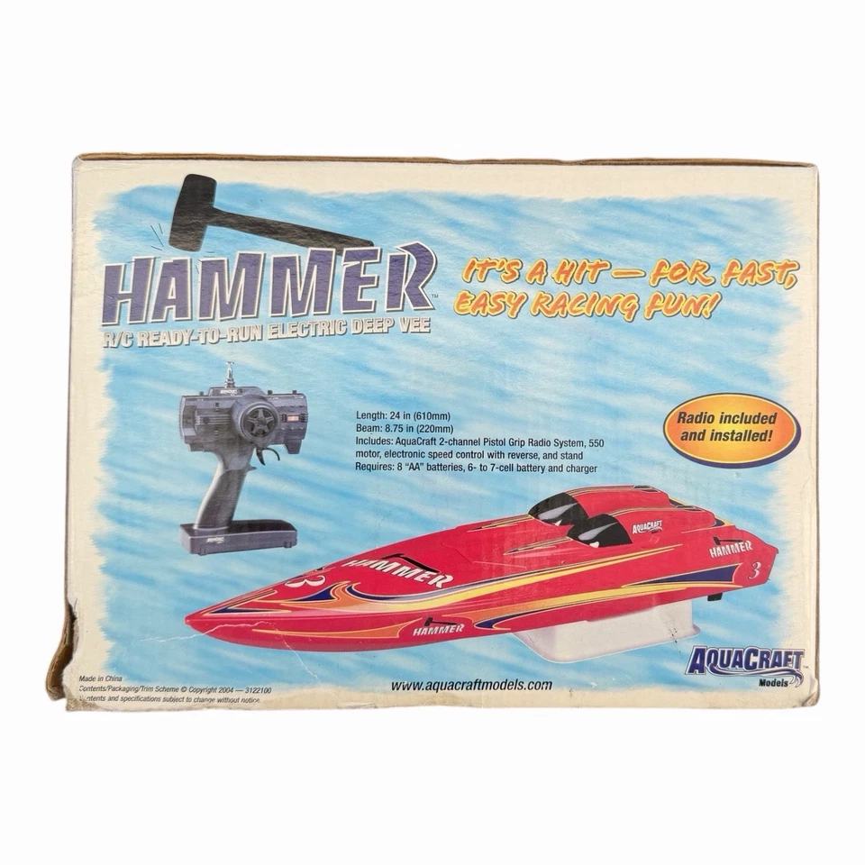 AquaCraft Hammer RC Boat HCAB1064 Blue 24” Futaba Radio - Image 4 of 4